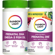 Rainbow Light Prenatal DHA Omega-3 Fish Oil and High Potency Prenatal One Daily Multivitamin - Daily Duo - front of package